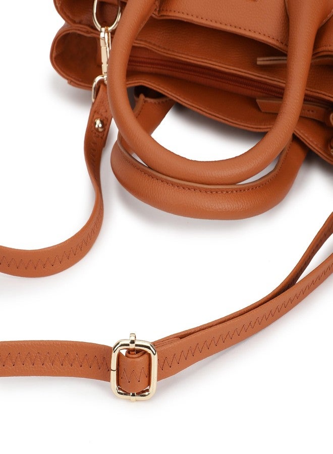 Fastrack Women’s Tan Satchel Bag | Structured Faux-Leather Handbag with Multiple Carry Options & Quick-Access Pockets - Image 3